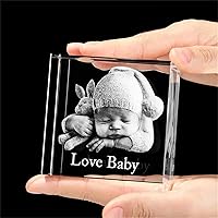 Vista 1 de Customized Crystal Family Lovers Photo Album Image Laser Photo Frame With Led Base for Wedding (5 * 5 * 8CM)