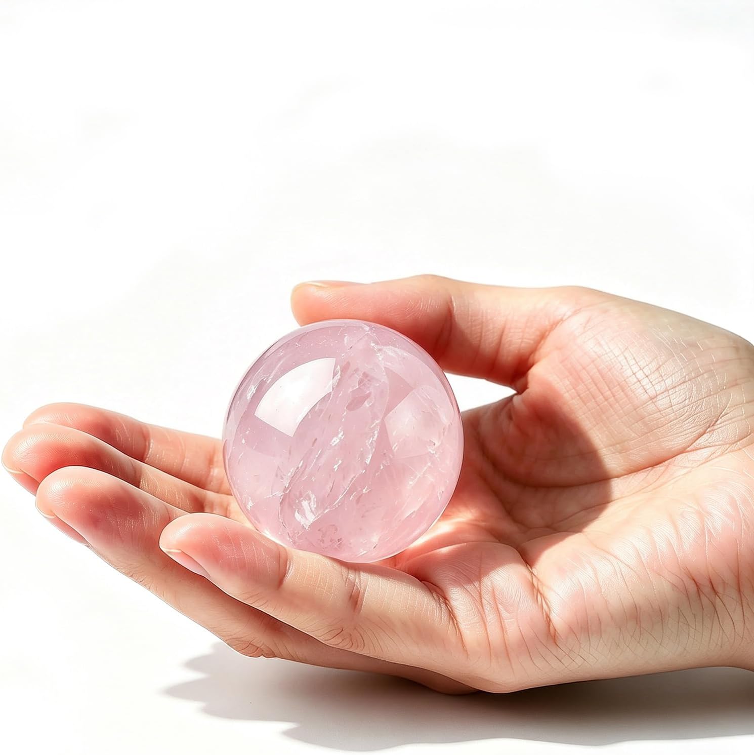 Natural Rose Quartz Sphere Love Healing Crystal Ball Decorative Gemstone image 2