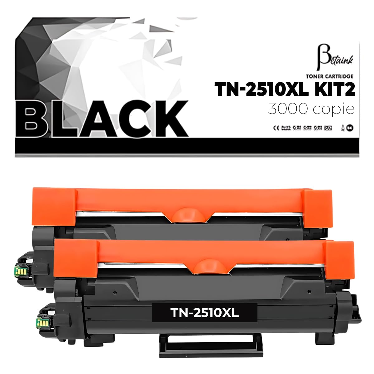 2 Toner Compatibili TN2510XL TN-2510XL TN2510 con Brother DCP L2620DW L2627DWE L2627DWXL L2660DW L2665DW HL L2400DWE MFC L2800DW L2827DW L2827DWXL MFC2960DW versione da 3000 copie (con Chip)