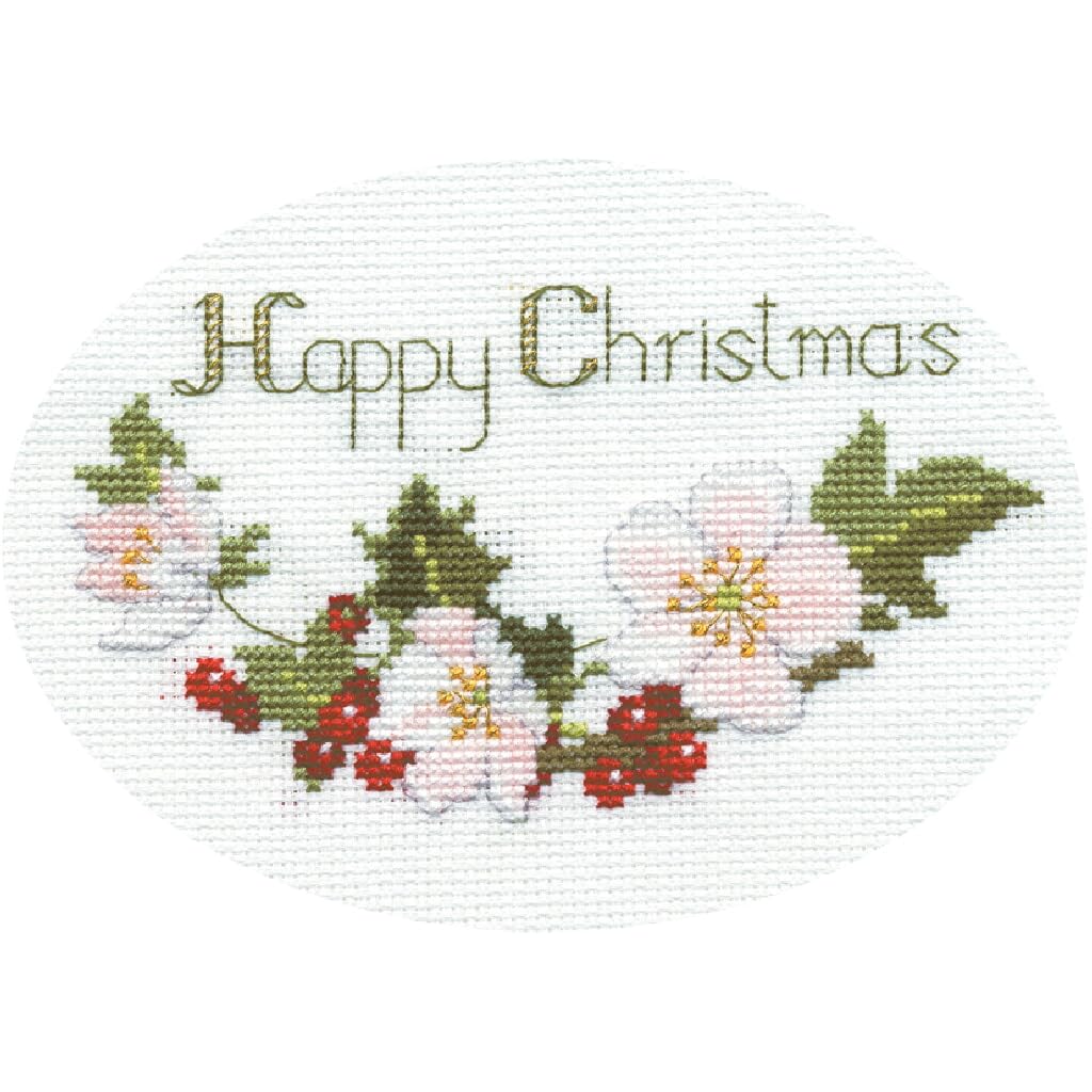 Bothy Threads White Derwentwater Designs Christmas Rose Christmas Card Kit