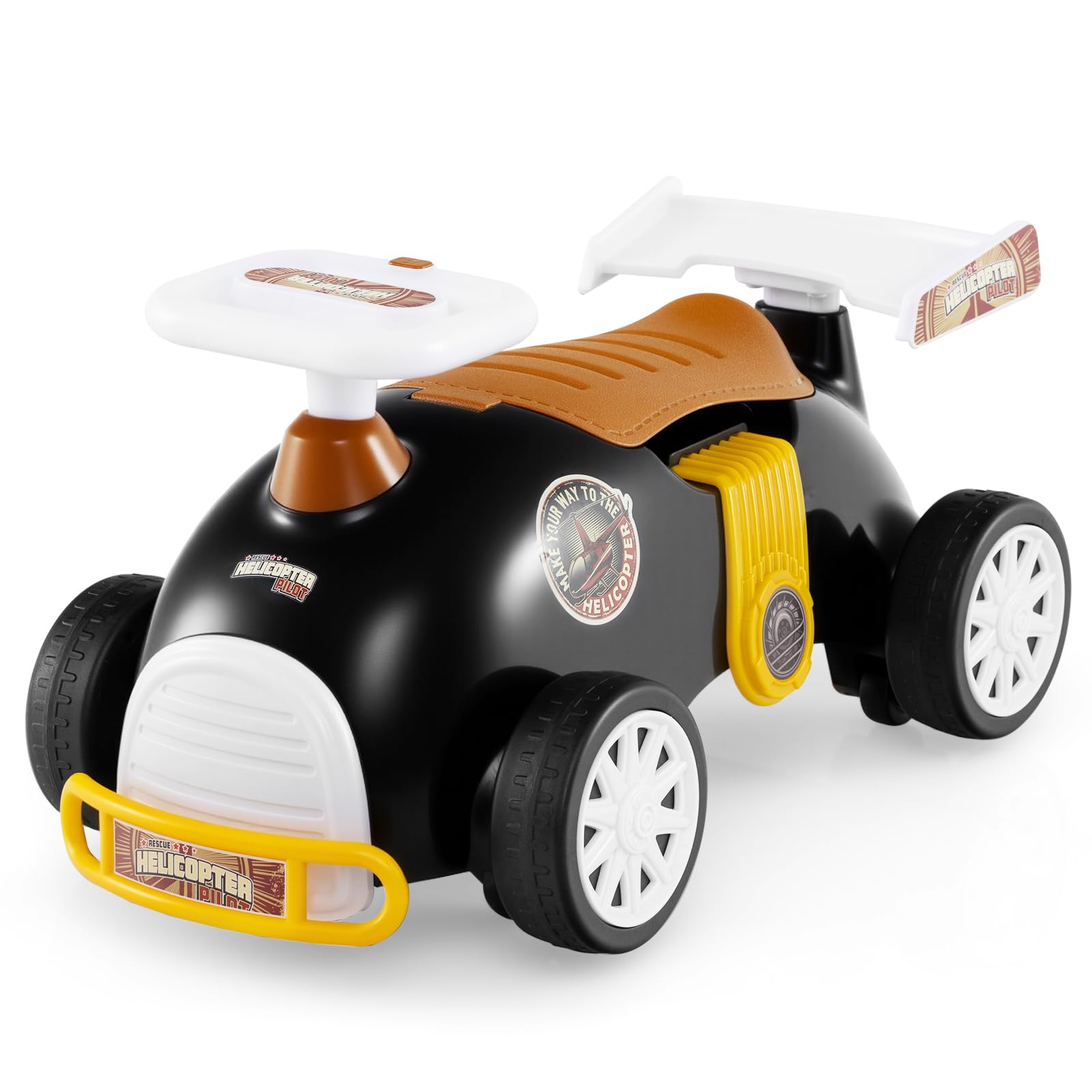 OLAKIDS Ride on Push Car with Music, Under-Seat Storage, Kids Foot-to-Floor Sliding Car for Toddler 19-36 Months (Black)