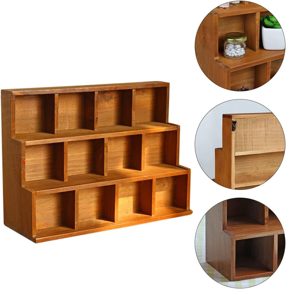 Book Display Stand Wooden Shadow Box Display Shelf: Wall Mounted Rustic Display Rack Multi Layer Stand for Action Figure Mini Figurine Vendors Figures Perfumes Jewelry Floating Wall Shelves