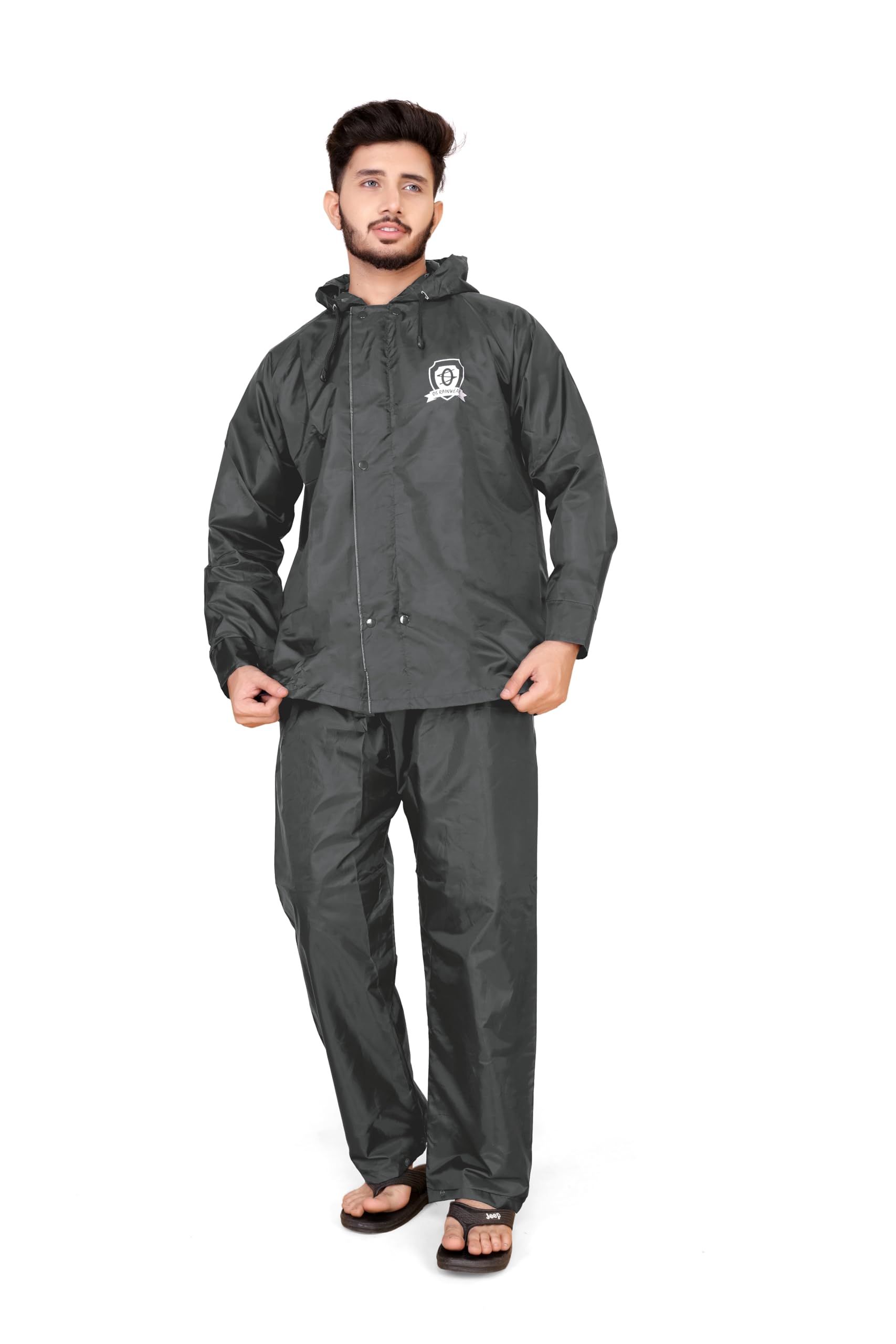 Os rainwear Rain Coat for MENS Waterproof Reversible Double Layer with Hood Set of Top and Bottom Packed in a Storage Bag 2 Way (Both side) Wearable-image-3