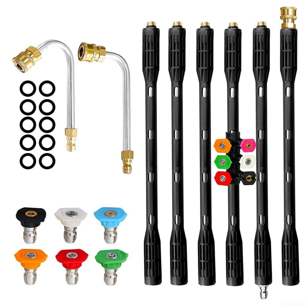 Ugelli per idropulitrici, ugelli a innesto rapido, Kit bacchetta for grondaia ad alta portata for idropulitrice, 4000 PSI, connessione rapida 1/4, dimensioni multiple(Set1)