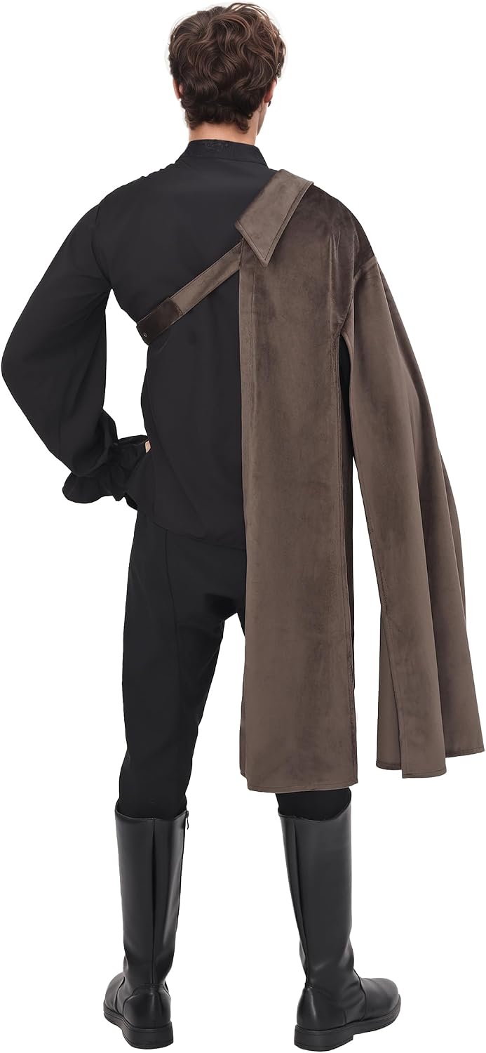 Medieval Half Shoulder Cape Split Steampunk Renaissance Shawl for Halloween LARP Cosplay Warrior Costume Accessories