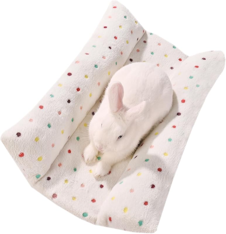 Cama para Coelhos e Pequenos Animais em Pelúcia com Estampa de Estrelas Rodizoo, 55,88 x 40,64 cm, Branca