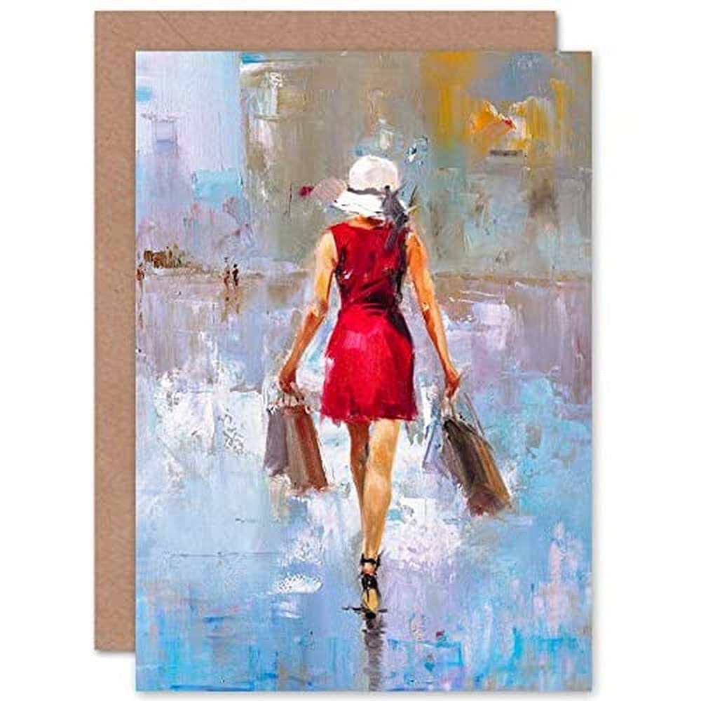 Artery8 Greeting Card - Woman Shopping City