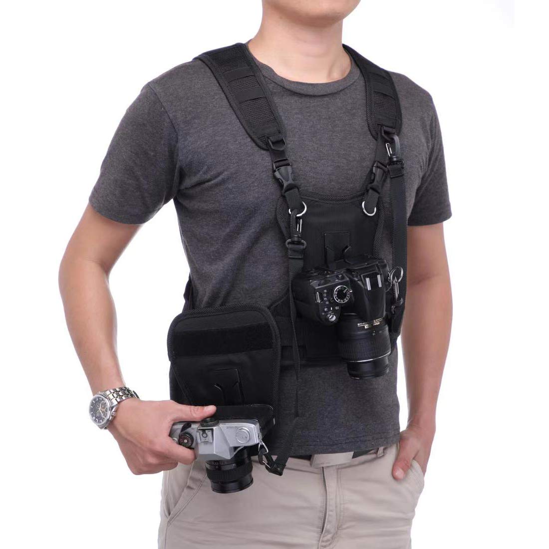 Tracolla Trasporto 2 DSLR. Camera Doppia Tracolla, Chest Harness Belt System Vest Fotografia for SLR/Videocamere Tracolla Donna