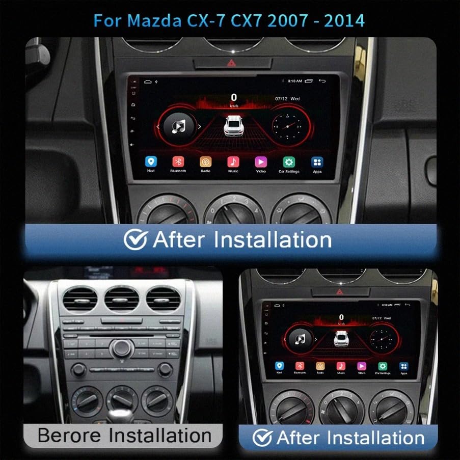 Radio de coche 2 DIN para Mazda CX-7 2007-2014 con Bluetooth y GPS multimedia 2