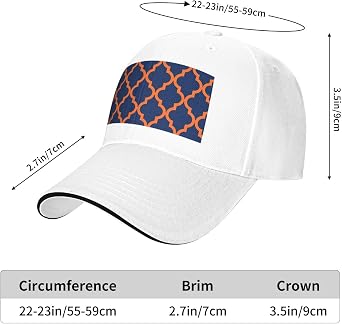 Moroccan Pattern Orange Navy Blue 2026 Soccer Hat - Adjustable Baseball Cap