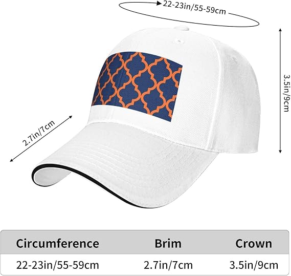 Moroccan Pattern Orange Navy Blue 2026 Soccer Hat - Adjustable Baseball Cap