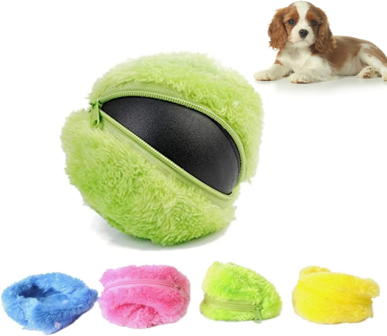 YumSurMagic Roller Ball,Active Rolling Ball For dogs Automatic Roller Ball,Interactive Pet Electric Toy with 1 Rolling Ball + 4 Color Ball Cover for Puppy Cats Dogs