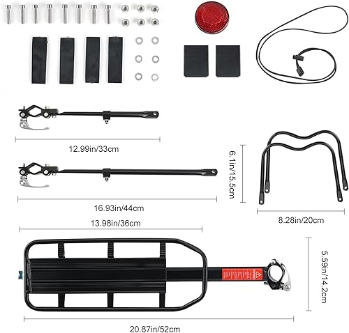 Miniatura 2 de Rear Bike Rack, Aluminum Alloy, Black, 160 lbs Load Capacity, Quick Release, Cycling Camping Touring