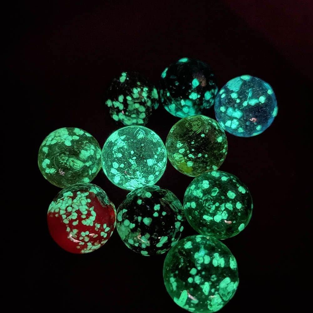 10Pcs Glass Marbles Glow in The Dark Multi-Color Luminous Marbles Marble Games and DIY Home Decoration Marble Runs Learning and Education (0.47 inch) (Pink)