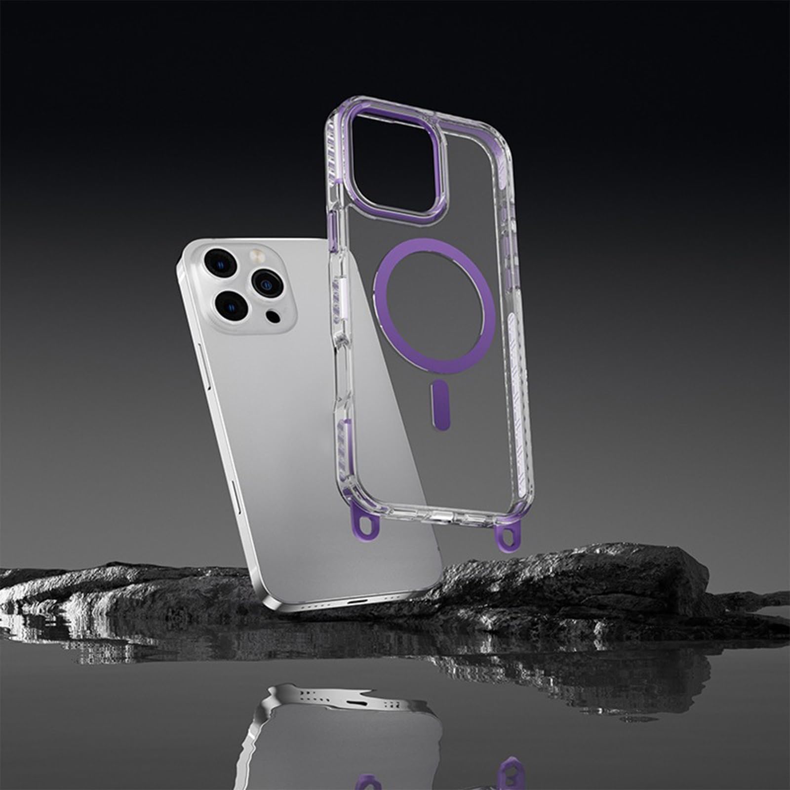 Custodia per iPhone 16/16 Plus/16 Pro/16 PRO Max, Magnetica Antiurto Custodia Laccio Collana Tracolla AntiGraffio Cover(Marrone,16 PRO)