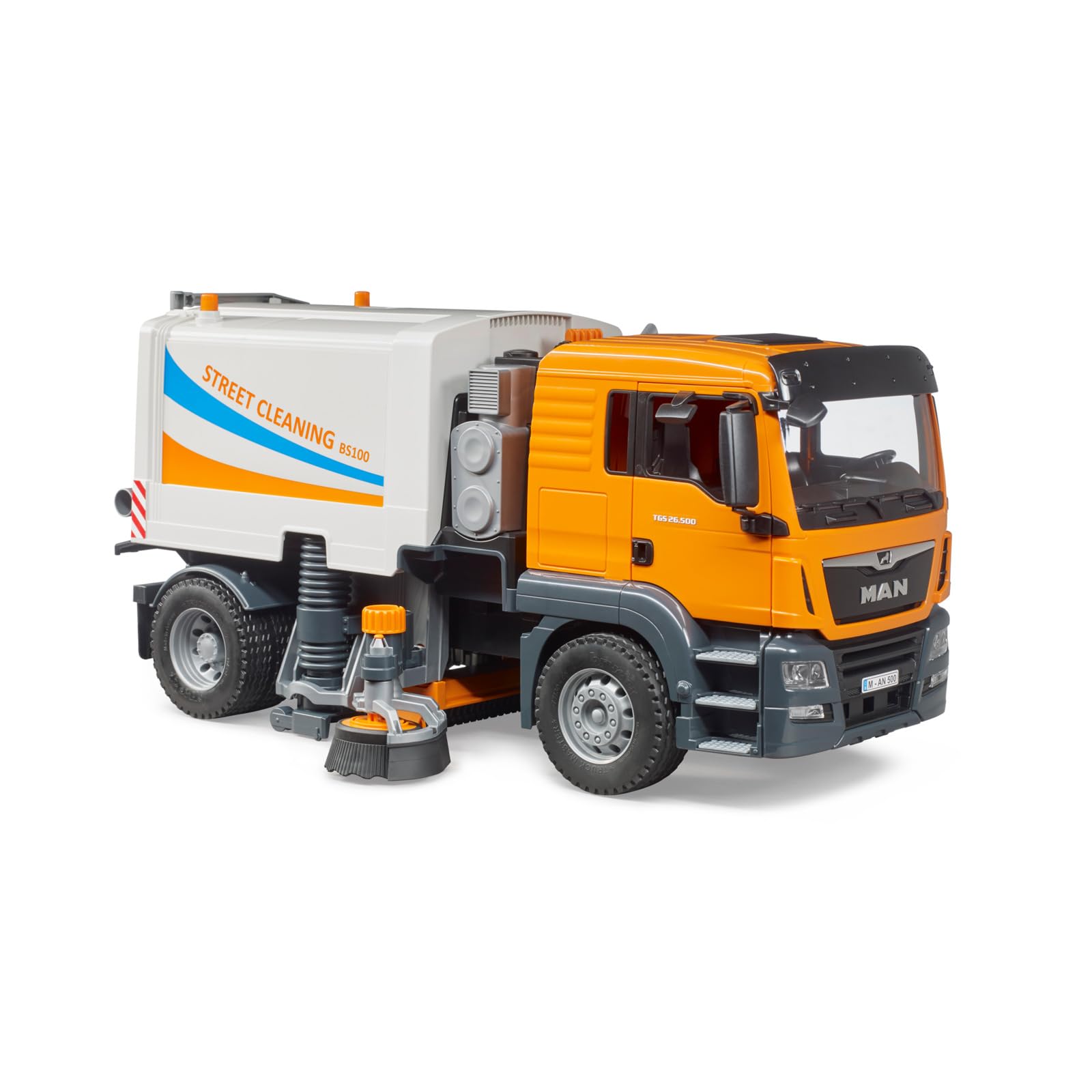bruder 03780 - Man TGS LKW Straßenreinigung - 1:16 Kehrmaschine Reinigungs-Fahrzeug Kommunalarbeiter Müllabfuhr LKW Spielzeug Maschine