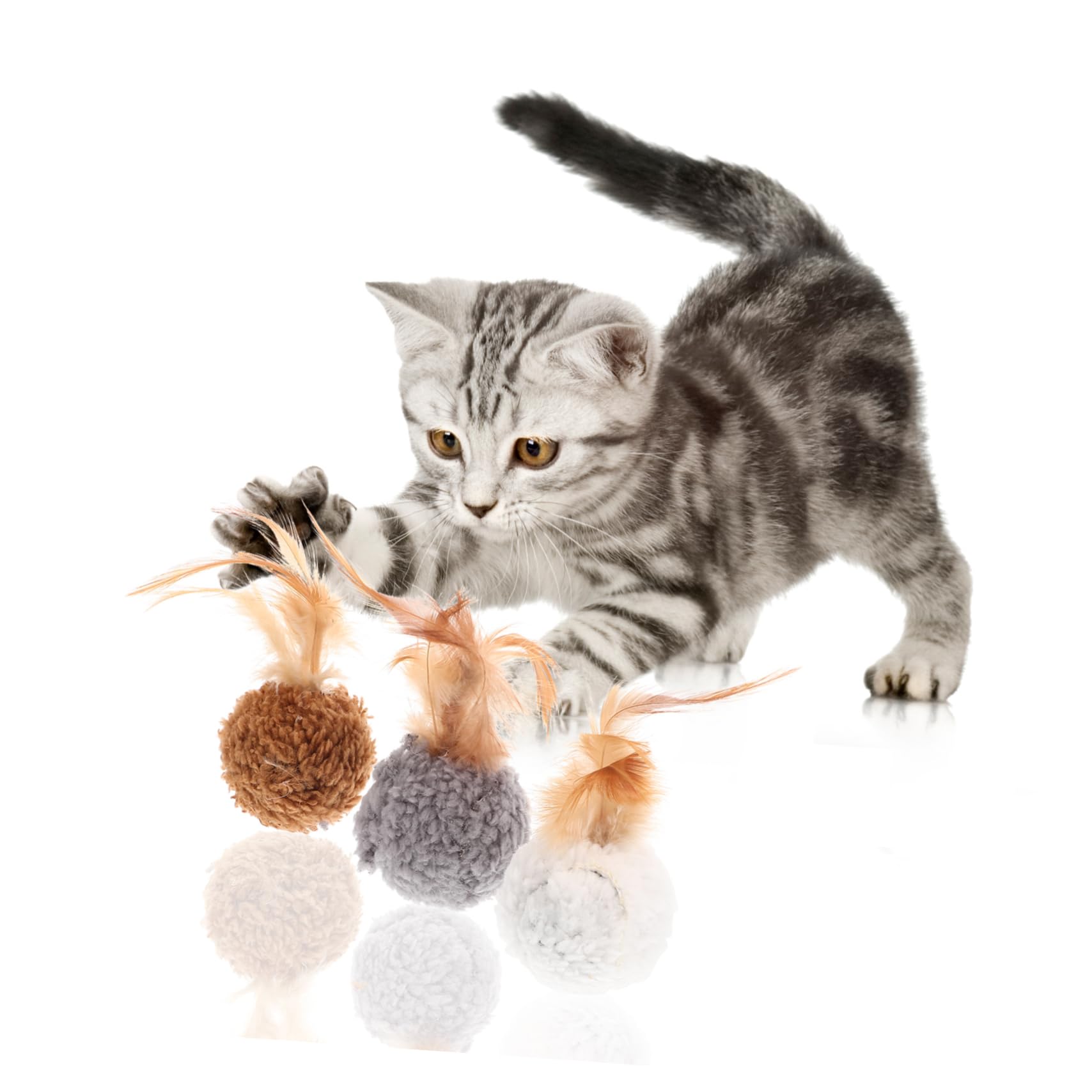 minkissy 27stücke Katzenbälle Mit Federn Und Lustige Und Strapazierfähige Spielzeuge Für Katzen Für Interaktives Stärkung Bindung Ihnen Und Ihrem