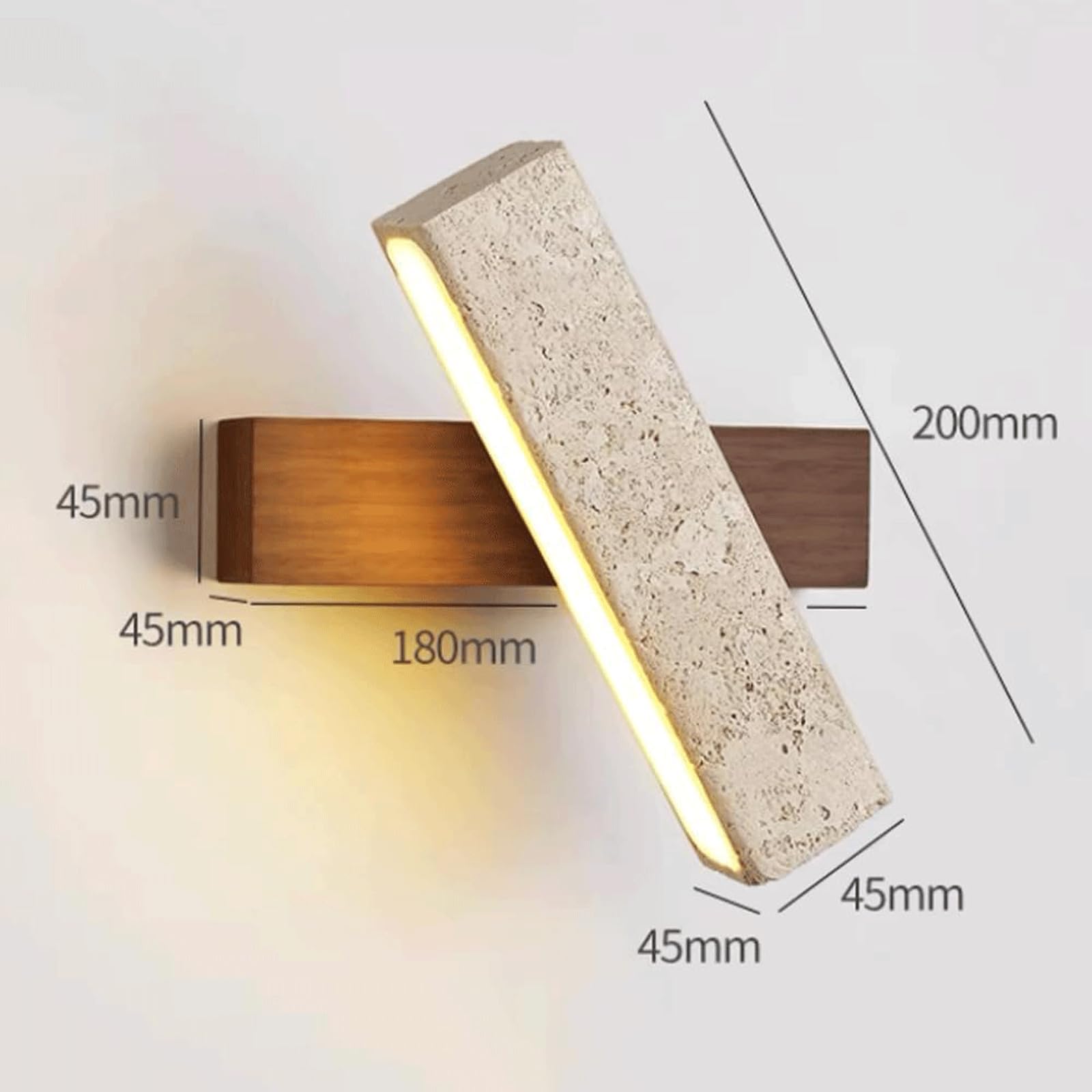 Applique Murale LED carrée en travertin, rotative à 180°, en Pierre Naturelle, éclairage d'intérieur Moderne en Bois pour Salle de Bain, Chambre à Coucher, Chevet, Salon