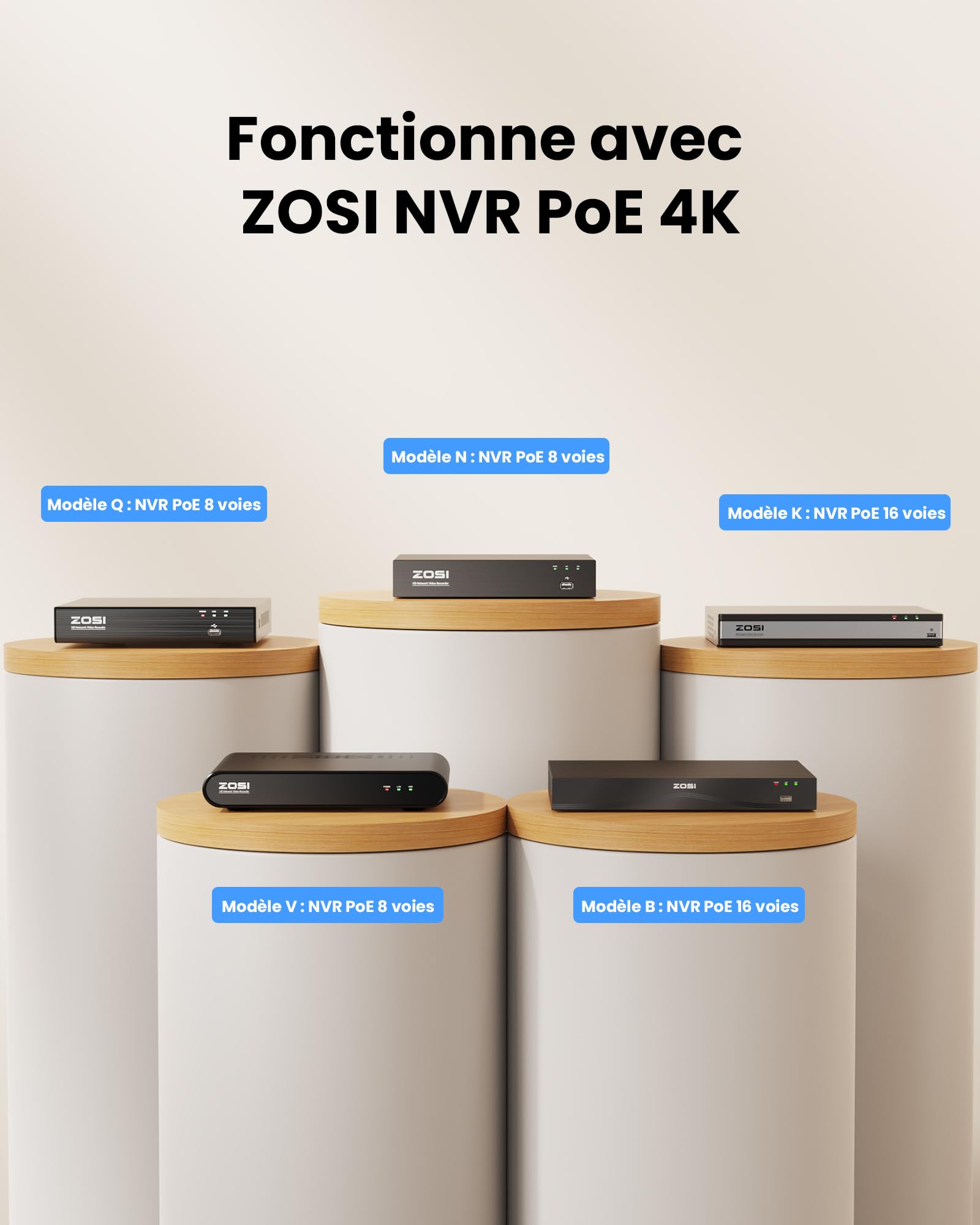 ZOSI C290 4K Caméra IP PoE Add-on 8MP Intérieur/Extérieur, Détection Intelligente Personne/Visage/Véhicule, Suivi Automatique, Vision Nocturne, Fonctionne avec Le NVR PoE de la Même Marque