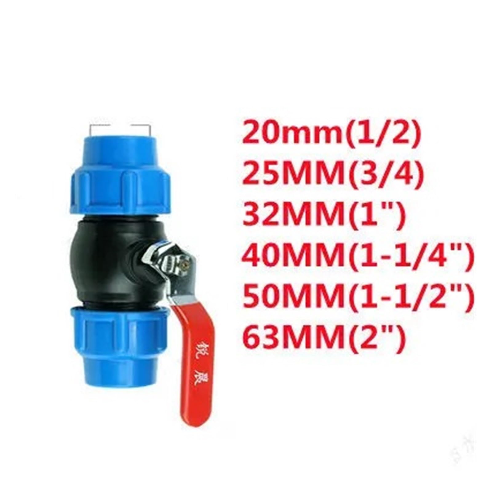 Divisor de agua del grifo de tubo de PE, Conector de válvula de bola rápida de plástico, accesorios de tubería de agua for riego de jardín y agricultura, 20/25/32/40/50mm(Blue,63mm)