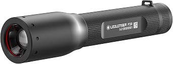 Ledlenser P3R Rechargeable Pocket Torch-140 Lumens and Advanced Spot to Flood System, Aluminium, Black