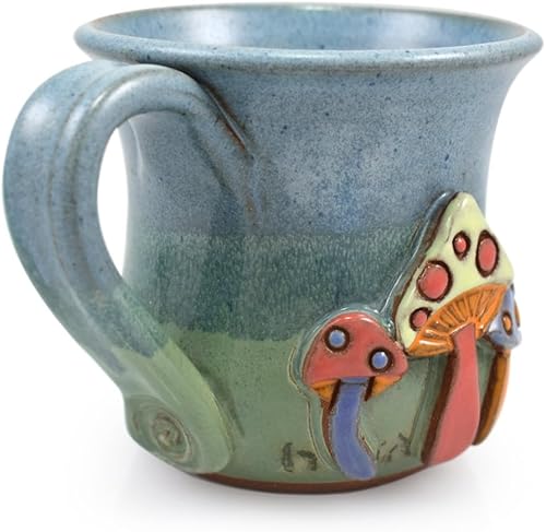 Miniatura 2 de Modern Artisans Taza de hongos encantados, cerámica esculpida hecha a mano americana, 16 onzas