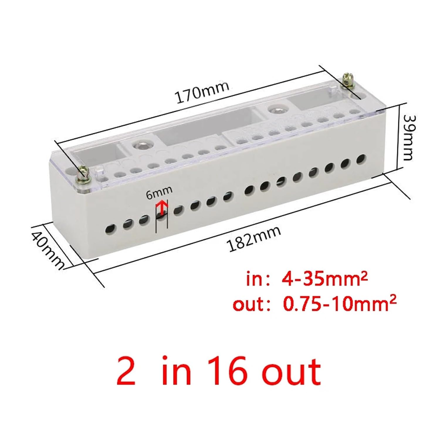 Single Phase 2-in 4/8 12/16 Outgoing Terminal Box Household Distribution Junction Terminals Block 220 V(2 in 8 Out)