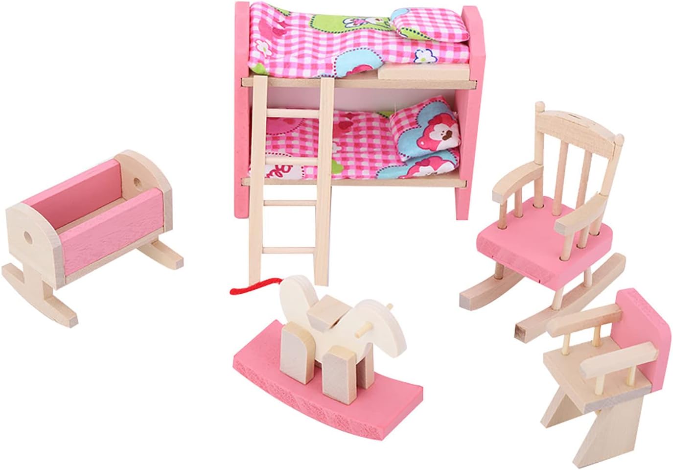 RiToEasysports 1:12 Muebles de Casa de Muñecas, Alta Simulación Mini Realista de Madera Colorido Conjunto de Muebles de Casa de Muñecas Accesorio de Decoración(Dormitorio Infantil)