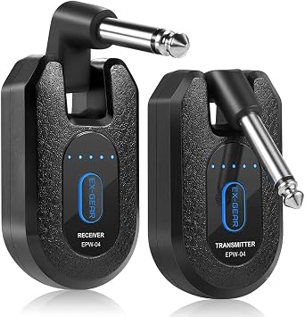EX-GEAR Wireless Guitar System 2.4GHz, 48kHz/24-Bit Lossless Audio,lt;5ms Ultra-Low Latency, 164ft Range, Rechargeable Guitar Wireless Transmitter Receiver for Electric Guitar, Bass, Keyboard