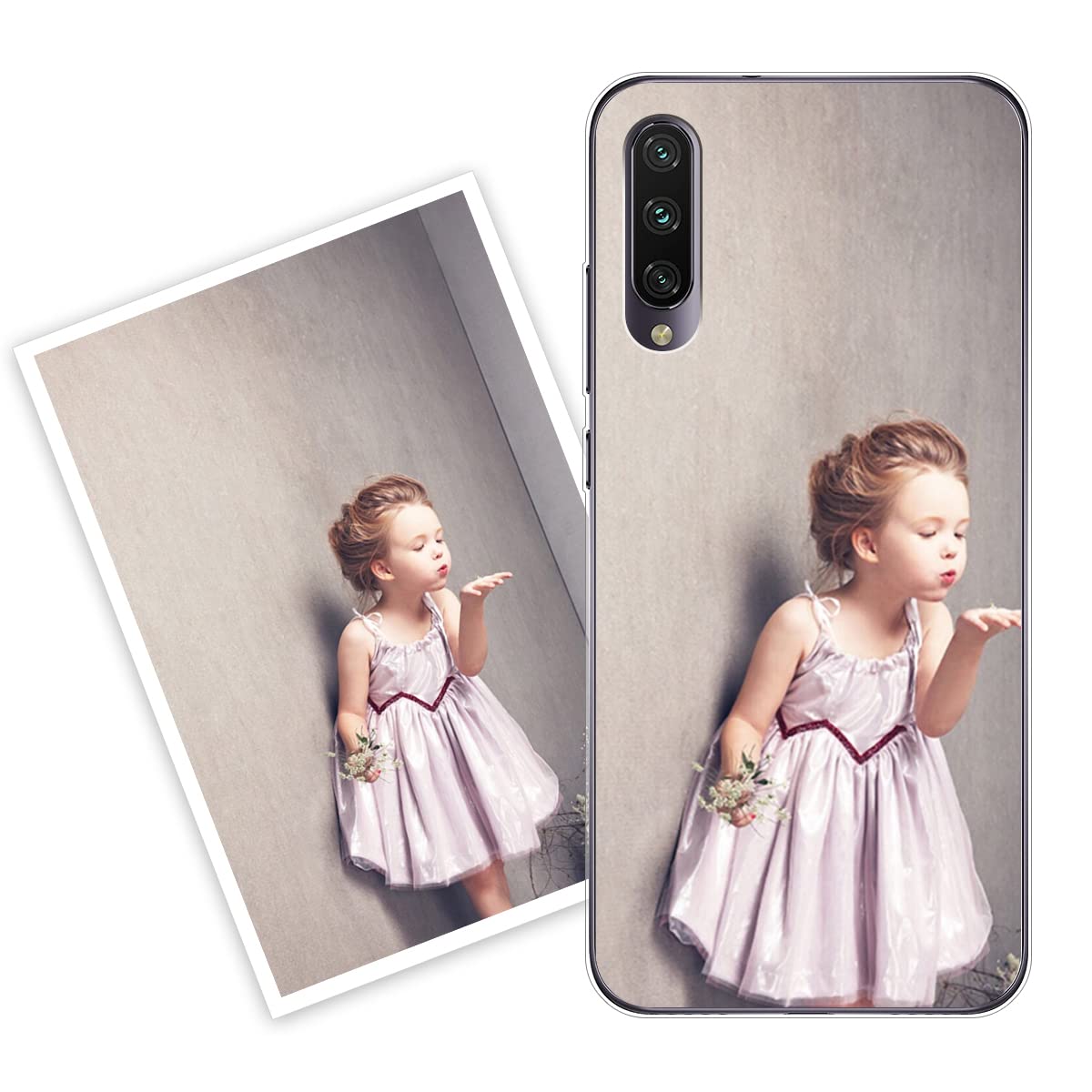 KARTXITAI Cover Personalizzata Compatibile con Xiaomi Redmi A3 con Foto Testi logo,Custodia Morbido TPU Silicone Gel Trasparente Custom Case con Immagine, Testo+1 x Cinturino Universale