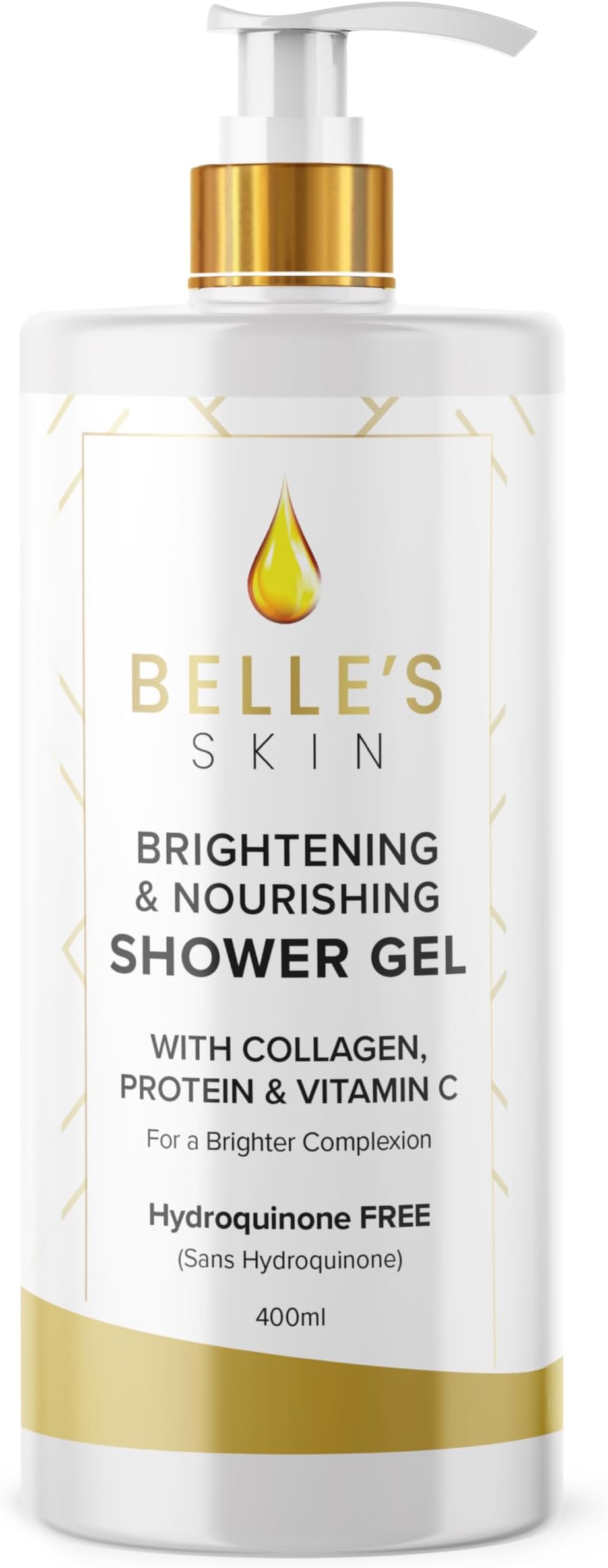 Belle's Skin - Brightening & Nourishing Shower Gel | With Collagen, Protein, Vitamin A, C & E | Moisturize, Brighten and Even Skin Tone