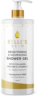 Belle's Skin - Brightening & Nourishing Shower Gel | With Collagen, Protein, Vitamin A, C & E | Moisturize, Brighten and Even Skin Tone