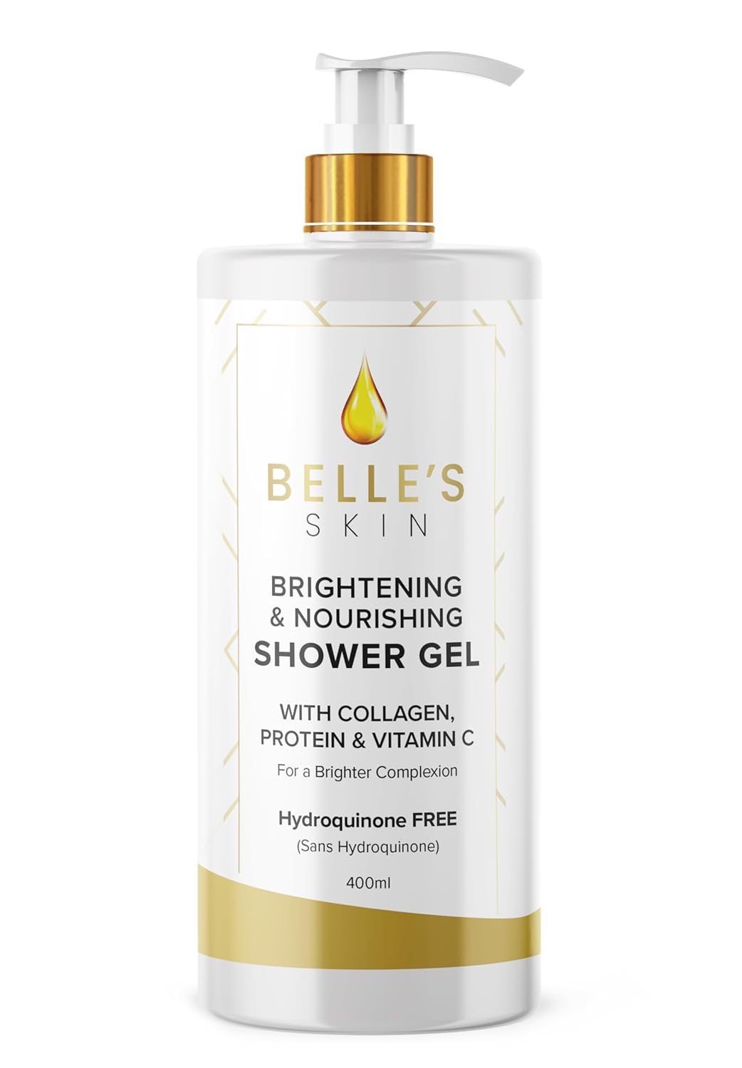 Belle's Skin - Brightening & Nourishing Shower Gel | With Collagen, Protein, Vitamin A, C & E | Moisturize, Brighten and Even Skin Tone