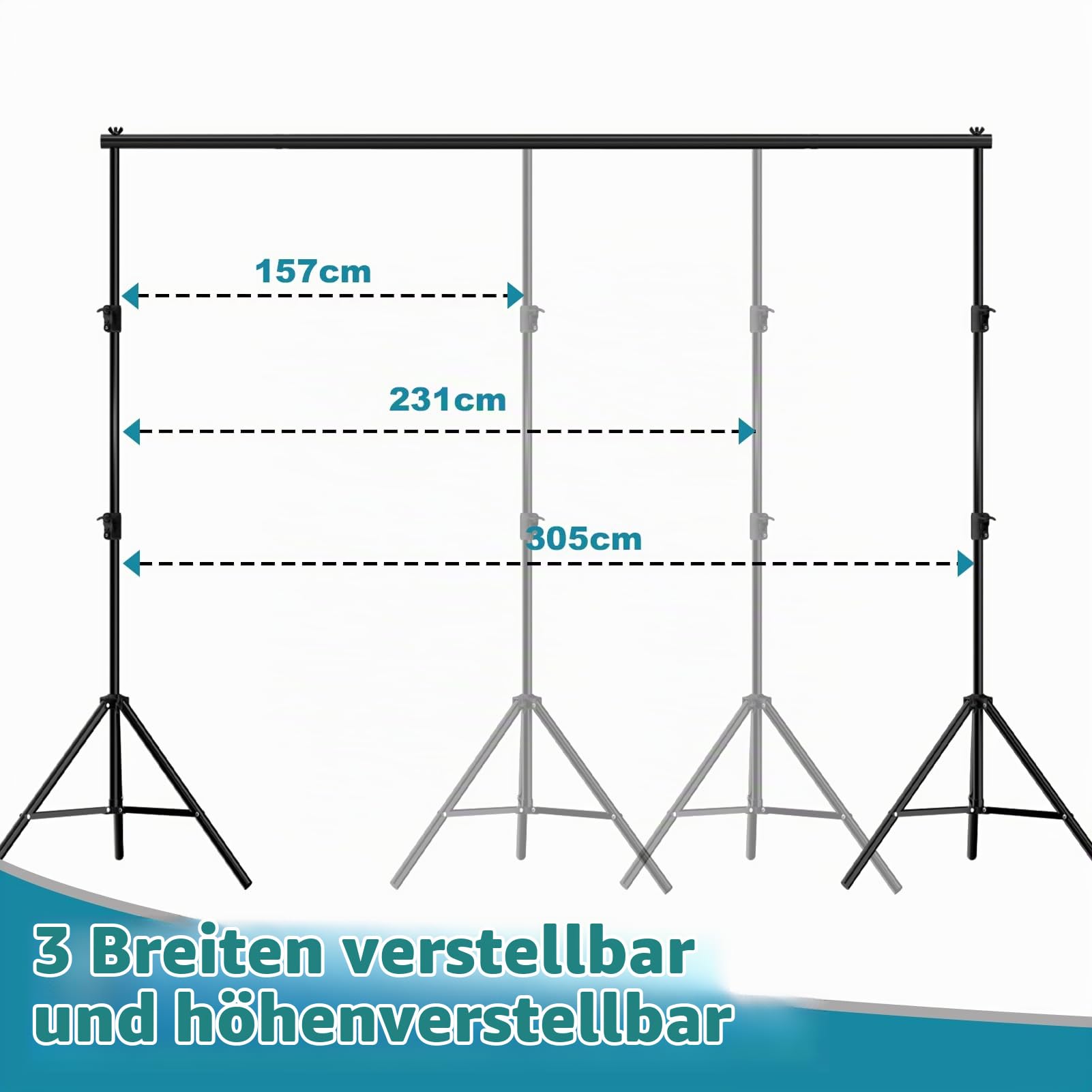 Hintergrund Ständer Fotografie, 2,8x3m Verstellbare Fotohintergrund Ständer | Hintergrundsystem, Hintergrundklemmen, Tragetasche, Fototudio, Porträt, Produktfotografie, Studiofotografie