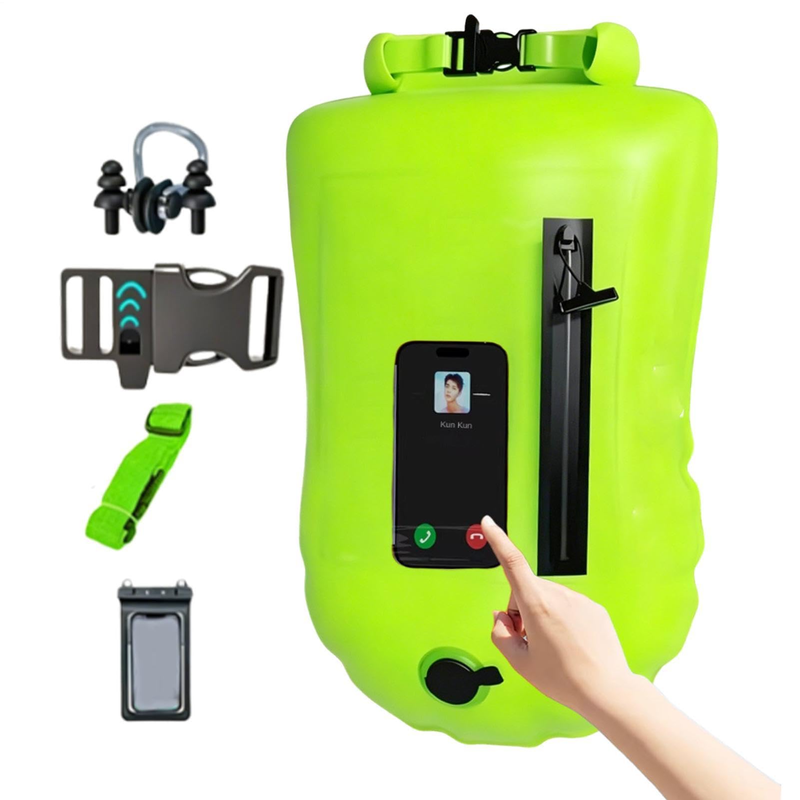 Boa da nuoto per acque libere, con touchscreen per telefono, galleggiante, galleggiante, per triatleti, kayaker, snorkeler, allenamento sul lago, corse all'aperto