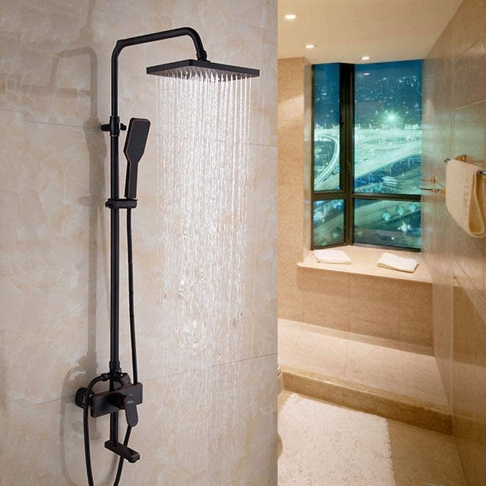 Ensemble de douche européen rétro noir colonne de bain aluminium