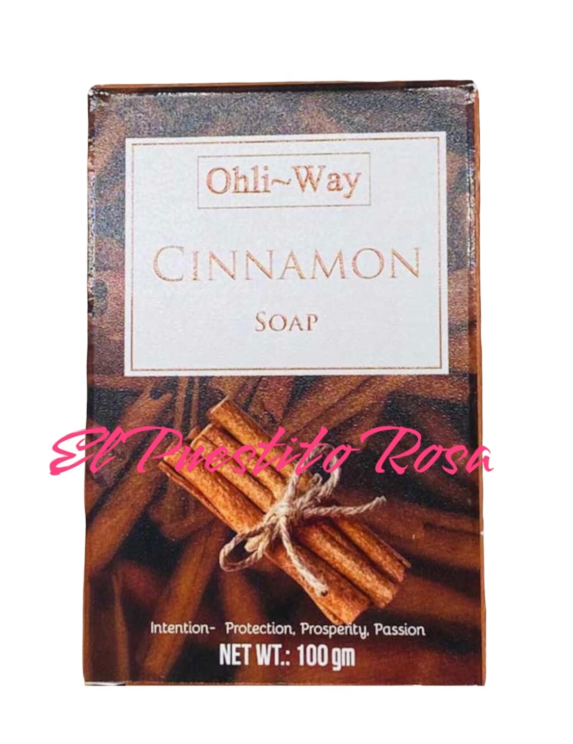 Cinnamon Canela 3.5oz Soap Bar For Protection, Prosperity, Passion, ETC. With English/Spanish Prayer Card & Charm
