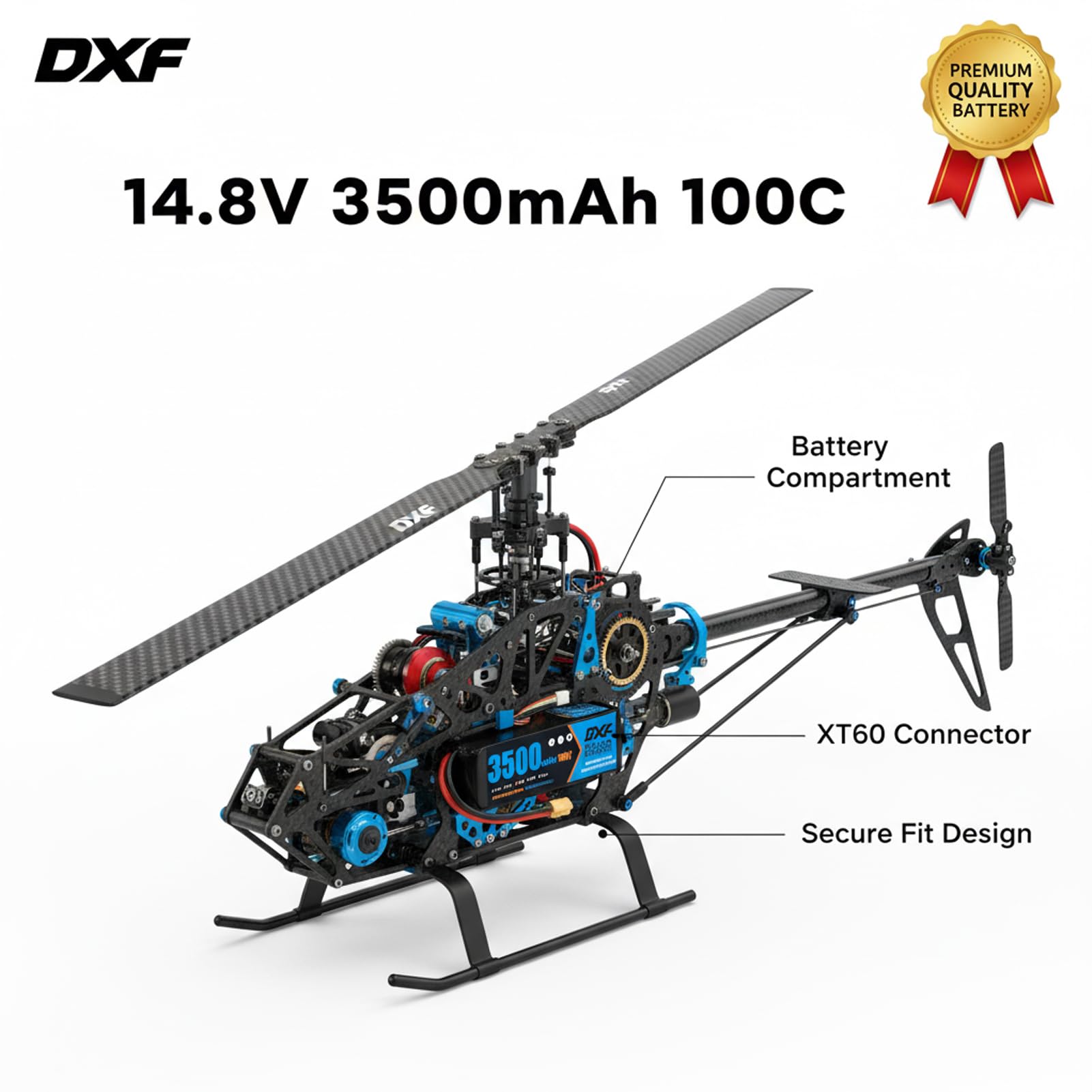 DXF 6S RC Lipo akumulator 3500 mAh 22,2 V 100C grafenowy akumulator z wtyczką xt60 do samolotu RC, helikoptera RC, quadcoptera, drona, samochodu, ciężarówki, łodzi, modelu (2 sztuki)