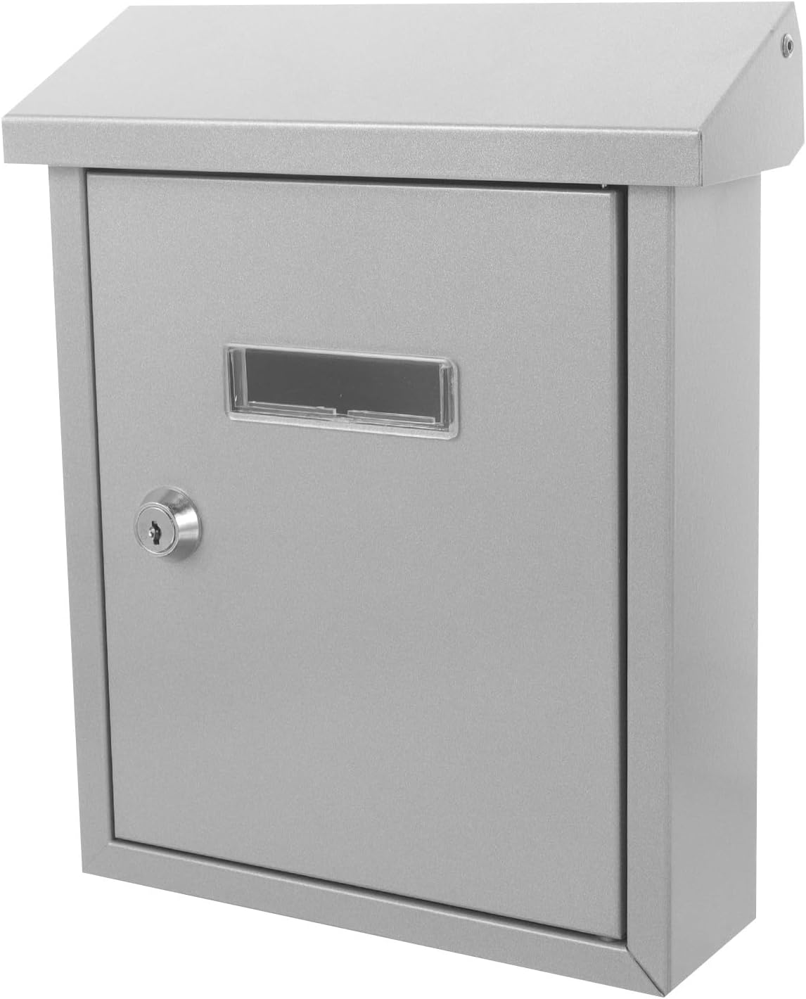 Vintage Wall Mount Mailbox Silver Metal Outdoor Mailbox Waterproof Retro Letter Box for Home and Office