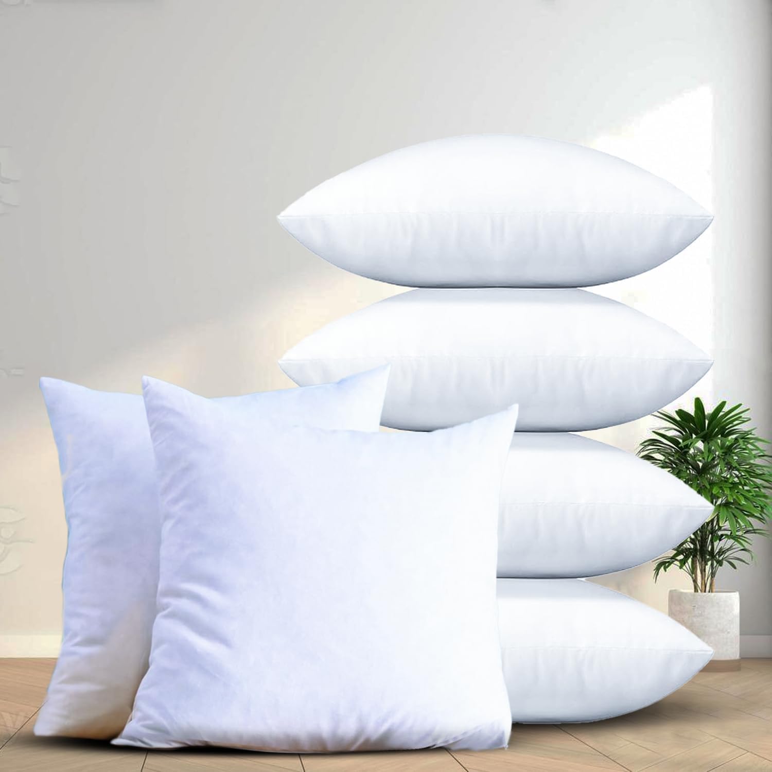 Value Street Cushion Inserts 55cm x 55cm Pack of 6– Hypoallergenic Hollowfibre Cushion Pads – Soft & Supportive Sofa Cushions, Stays Fluffy for Longer Anti-Allergy Bounce Back Square Pillows (22"x22")