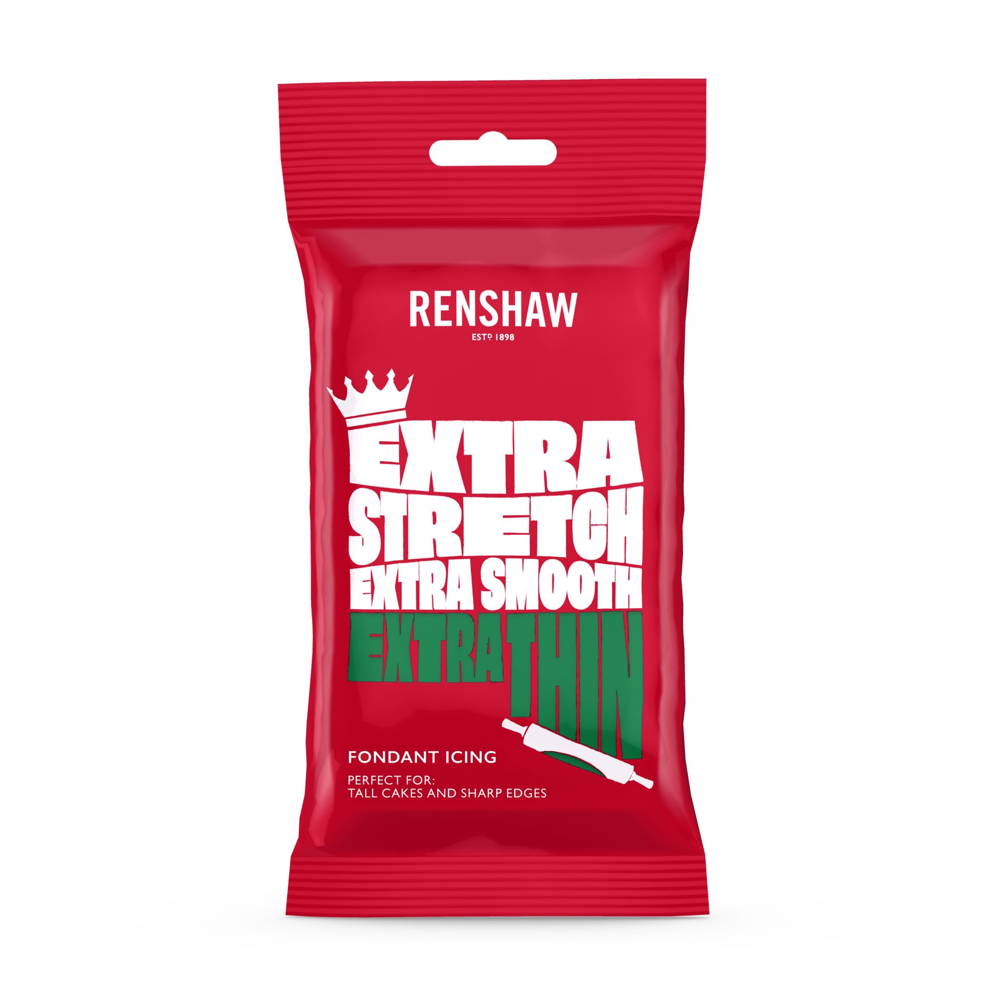 Renshaw Green Extra Stretch, Smooth & Thin Fondant Icing, 250 g (Pack of 1) - Ready to Roll Icing for Cakes