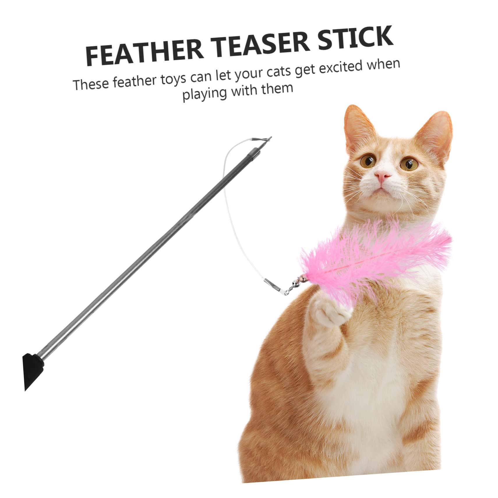 Happyyami 3stücke Interaktives Katzenangel-Spielzeug Mit Ersatzfedern Teilige Teleskop-Stange Für Katzenunterhaltung Gewichtsreduktion Und Gesundes Spielen