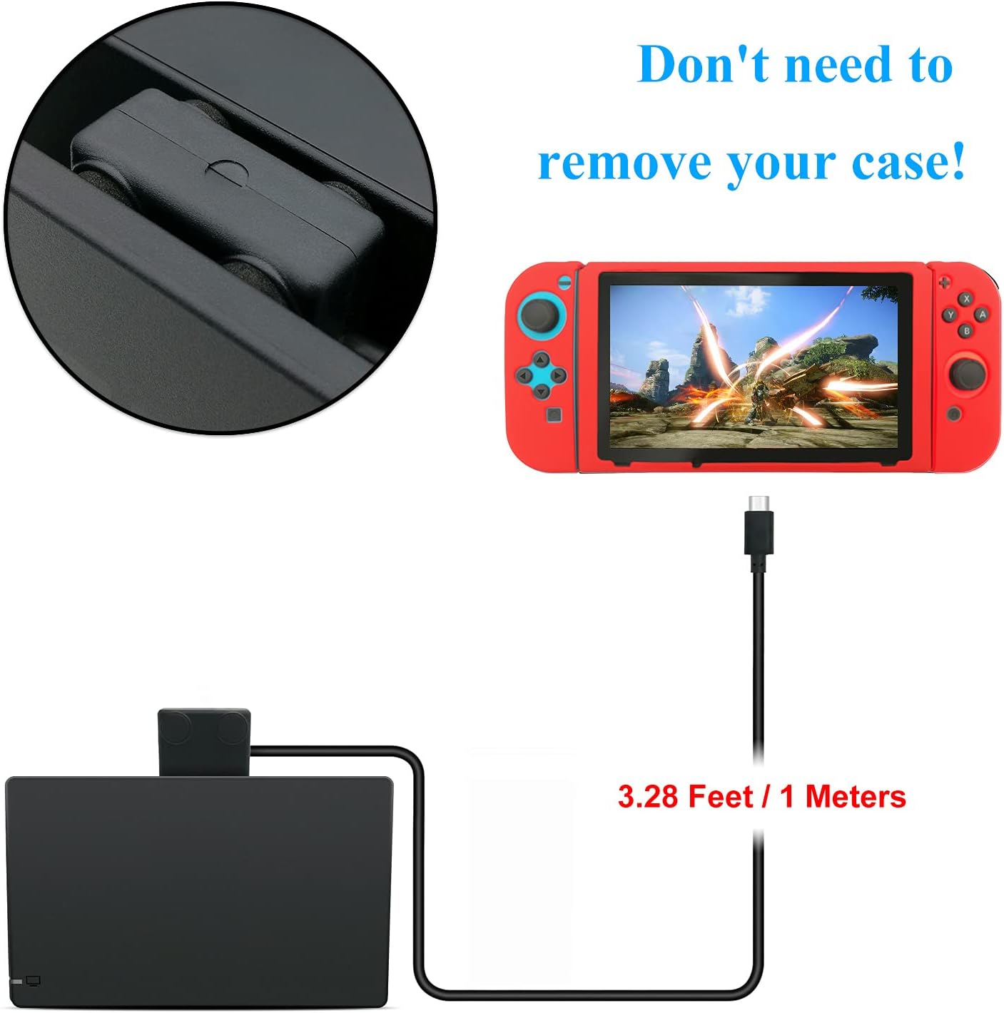 FYOUNG Extender Cable Replacement for Nintendo Switch/Switch OLED Dock, Support 10 Gbps Data Transfer Rate - 3.28 feet : Video Games
