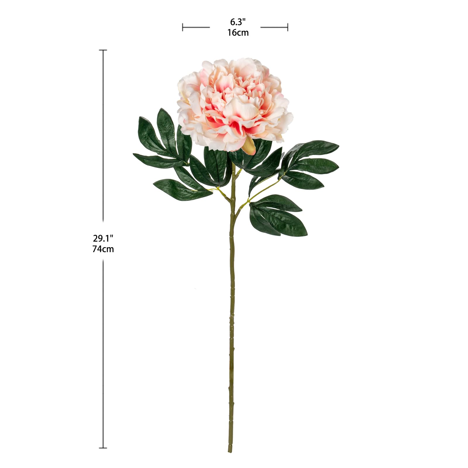 Hollyone 6.3'' Light Pink Peony Artificial Flowers with 29.1'' Long Stem - Image 2