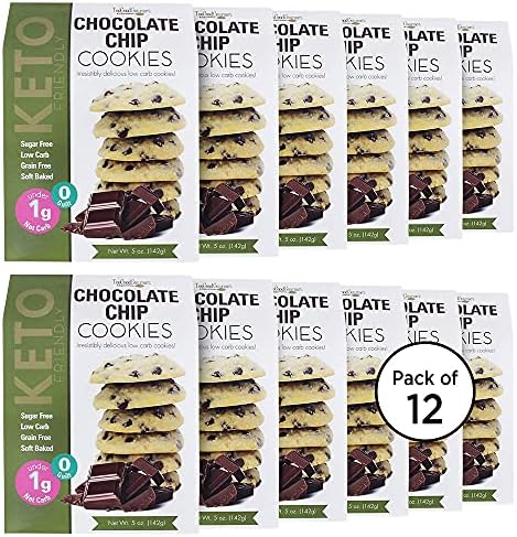 Too Good Gourmet Keto Cookies, Soft-Baked Healthy Snacks, Sugar and Grain-Free Low Carb Keto Snacks, Healthy Sweets with Less Than 2g Net Carbs (Pack of 12, 5oz Boxes, Chocolate Chip)