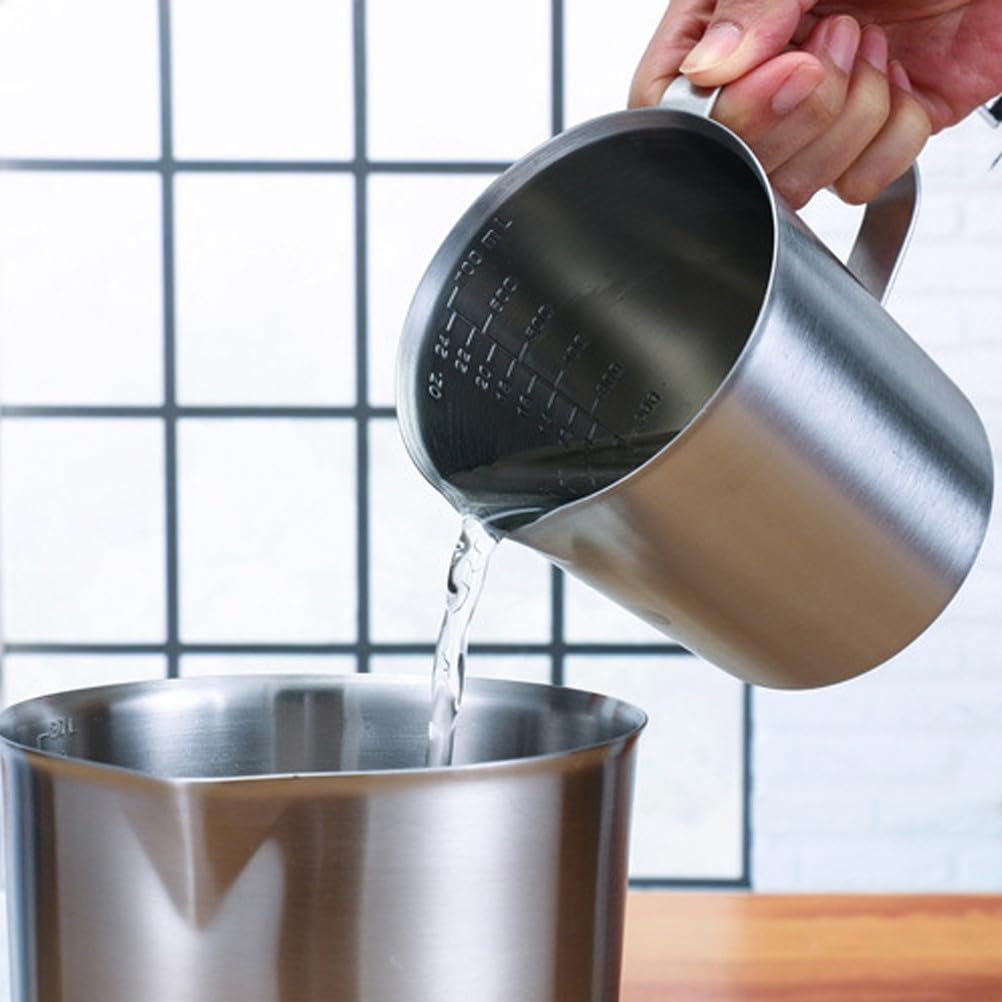 Veemoon 2000 ml 304 Edelstahl-Messbecher mit Skala – dickwandige, große Tasse für Kaffee/Milchtee (Silber)