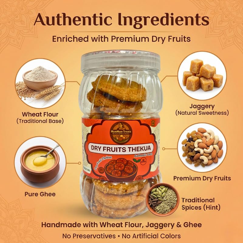 Image of MumMum Treats Dry Fruit Thekua 350g | Authentic Bihari Sweet | Wholesome Snack with Premium Dry Fruits