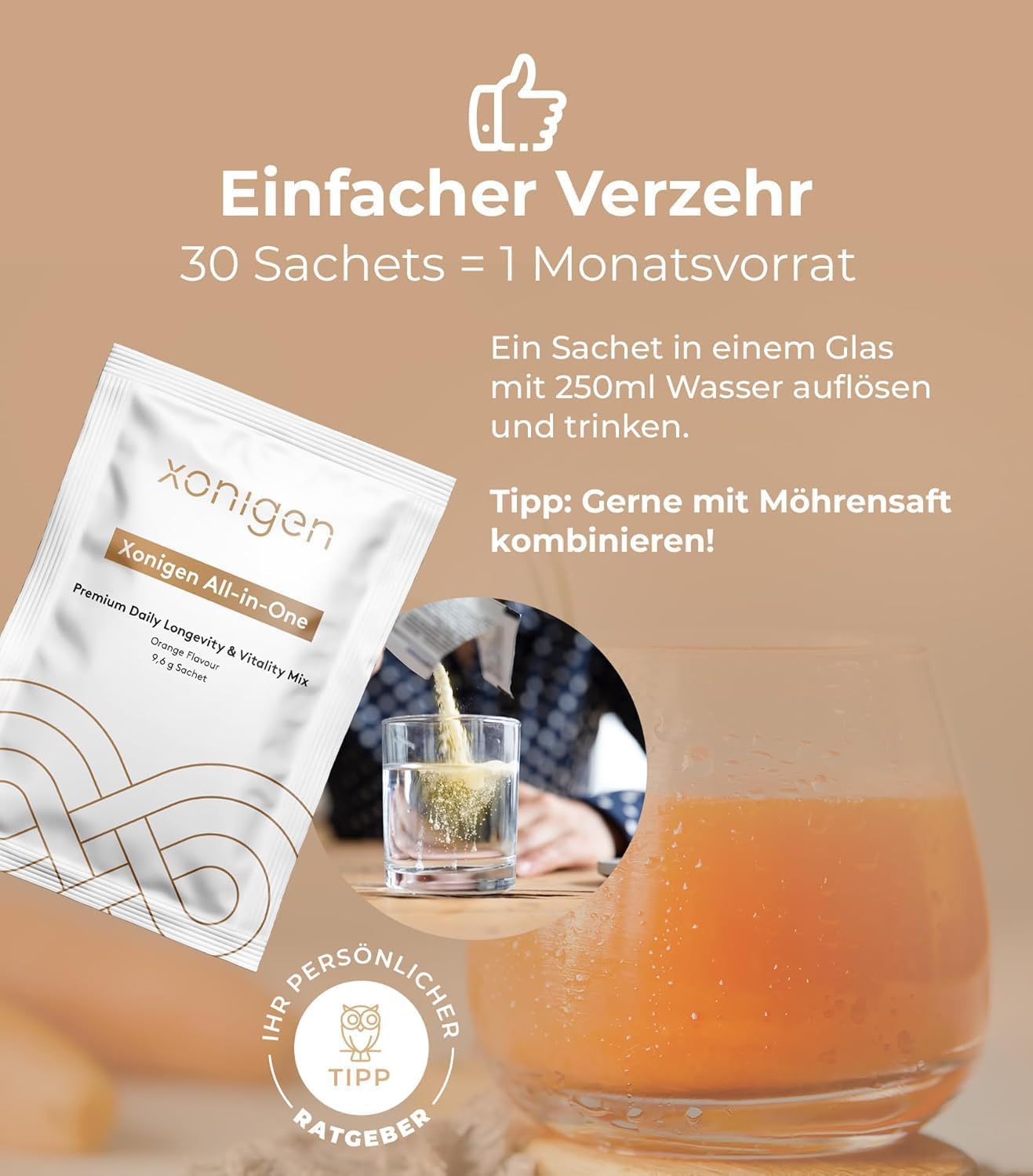 Longevity & Vitality Mix (1er Pack) – 14 Moleküle CaAKG, TMG-Betain, Taurin, Hyaluron, Quercetin, Omega-3, Kreatin uvm – hochdosiert – für Ihre tägliche Anti-Aging Routine