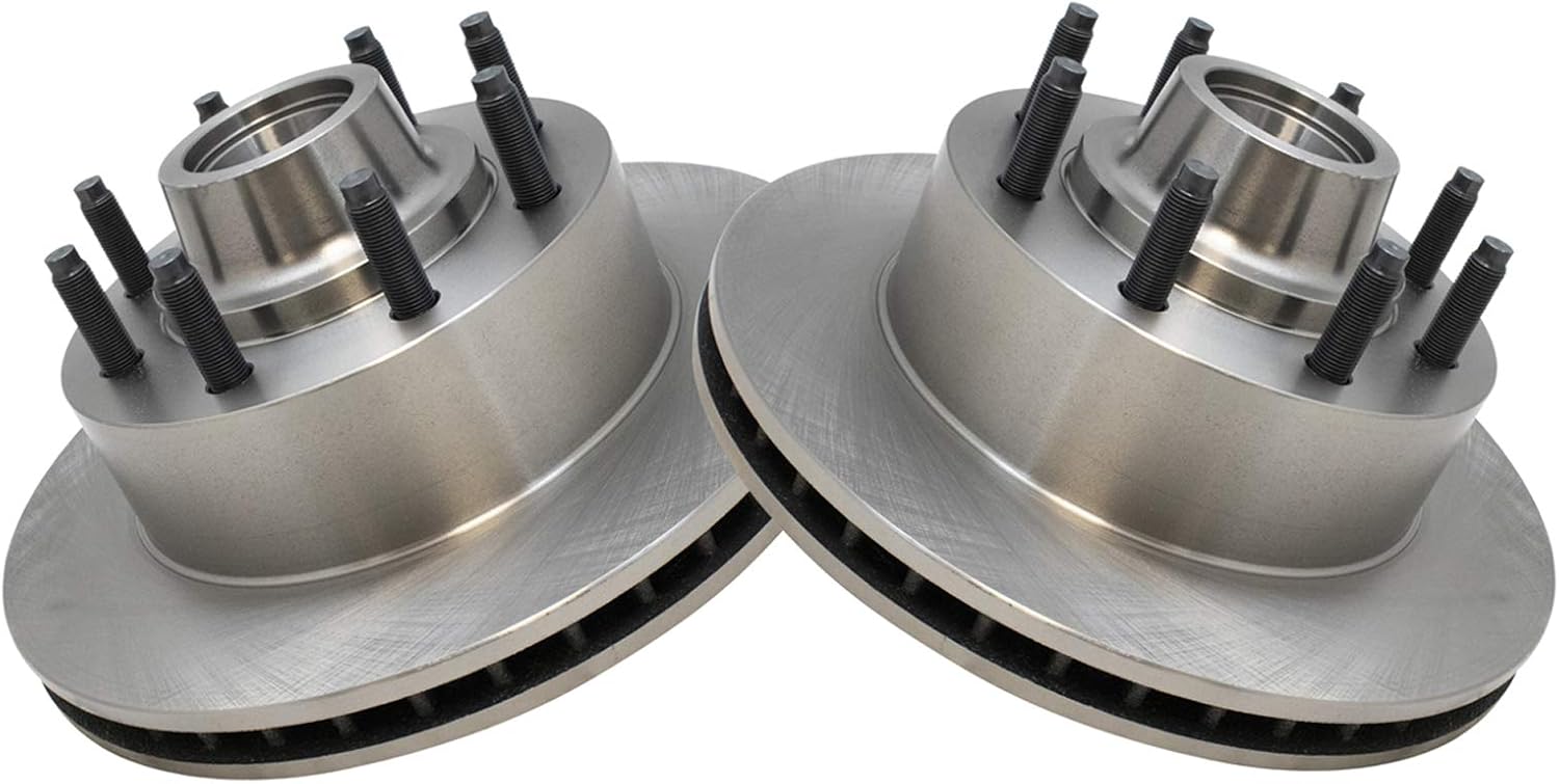 TRQ Front Disc Brake Rotor Pair Set for 1995-2007 Ford E250 Van / 1995-2005 Ford E350 Van / 1999-2007 Ford E350 Van Super Duty