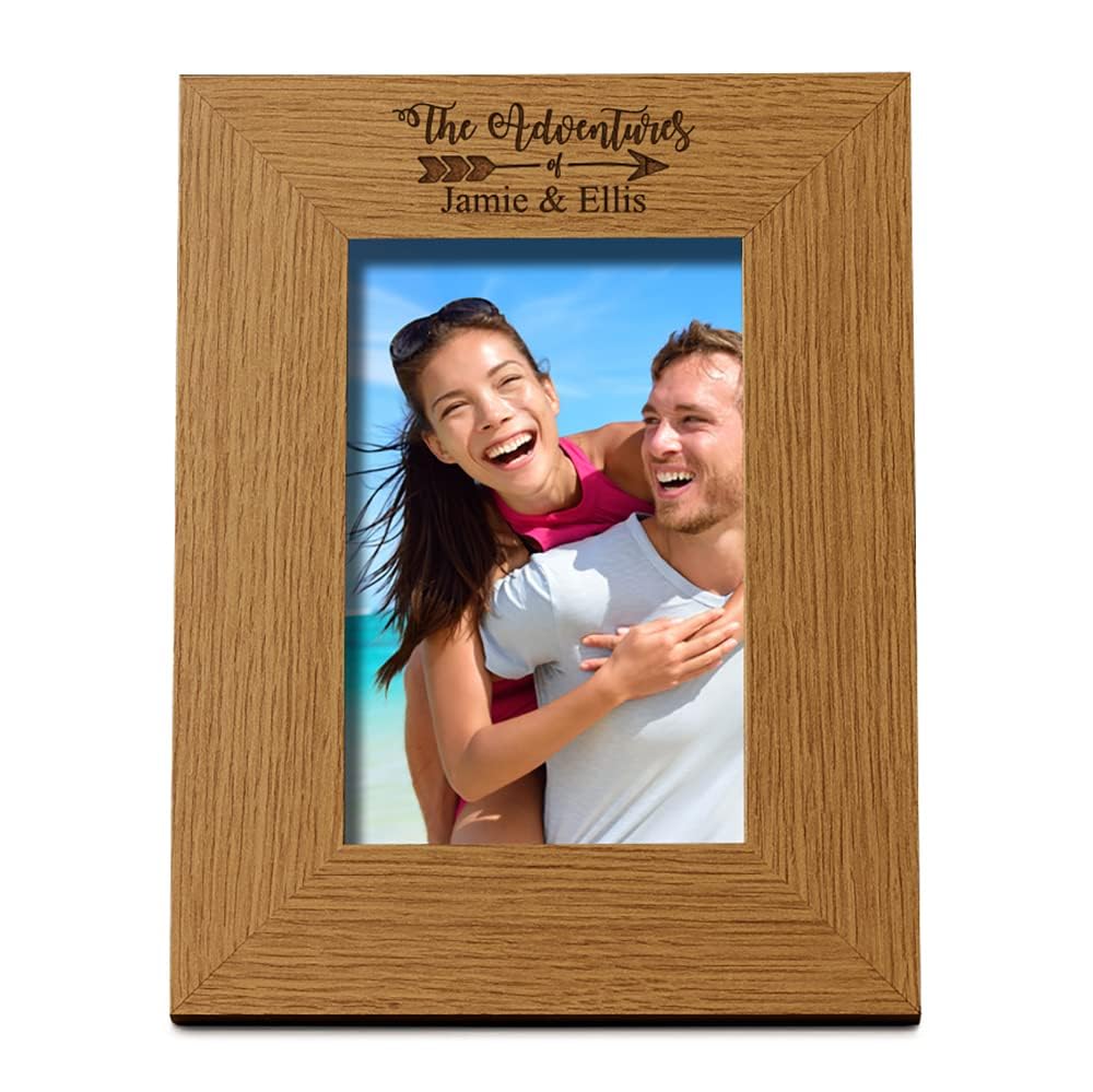 Ukgiftstoreonline Our Adventures Personalised Wooden Photo Frame Gift (4 X 6 Inch)